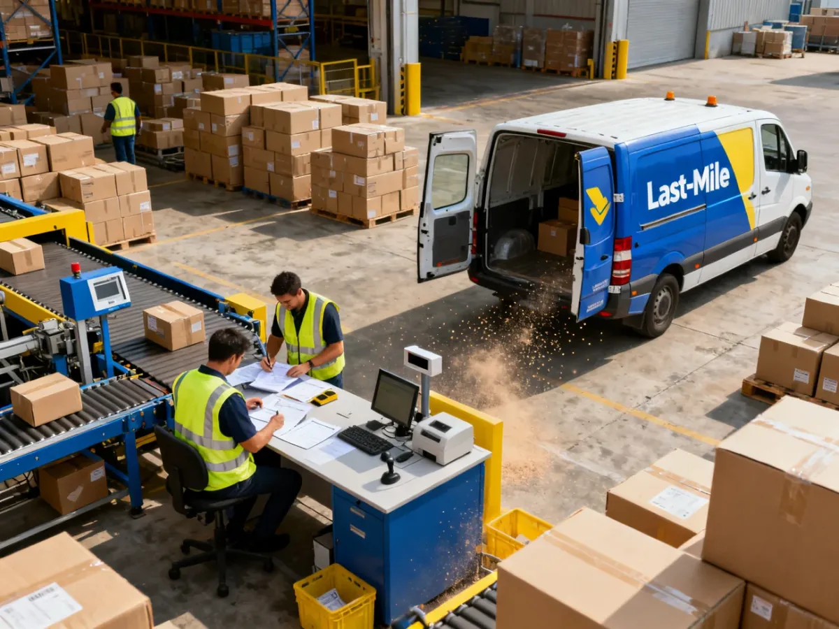 Centrum logistyczne z paczkami, odprawą celną i przygotowaniem dostawy ostatniej mili